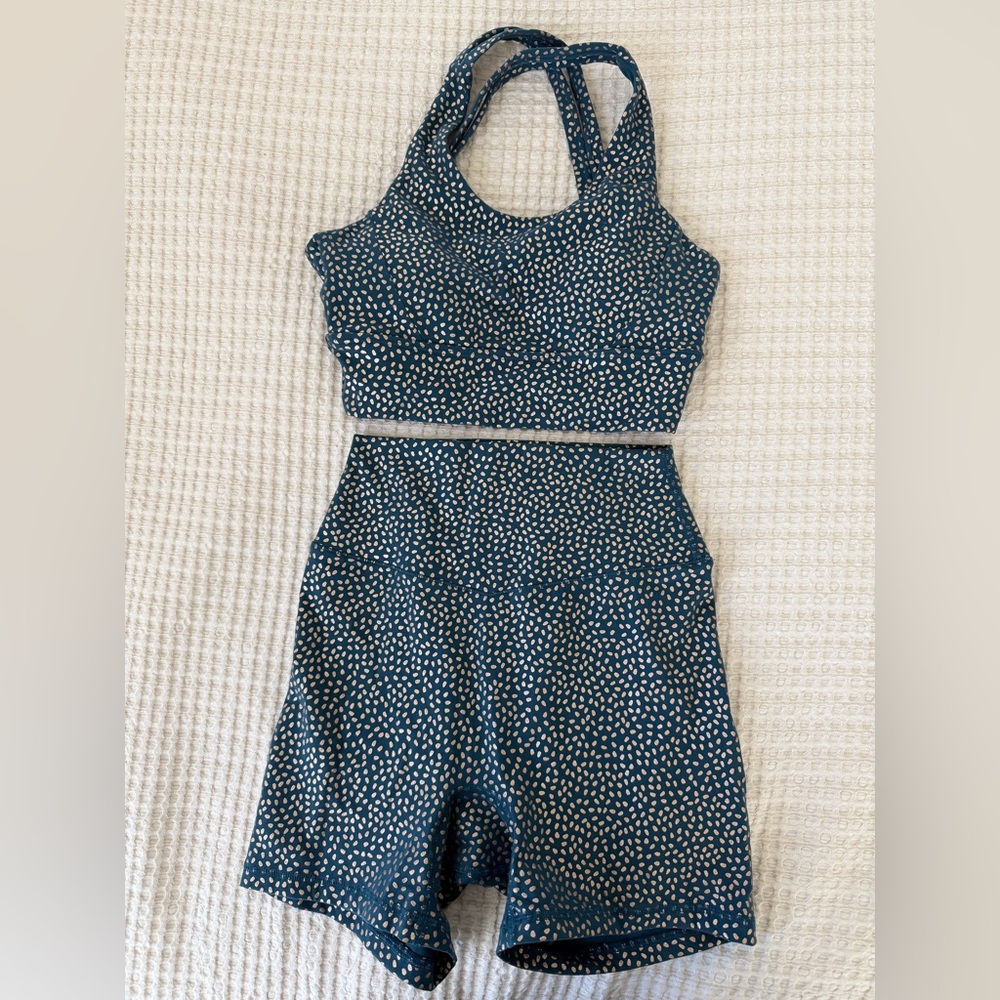 BuffBunny Teal Speckled Athletic Shorts Set